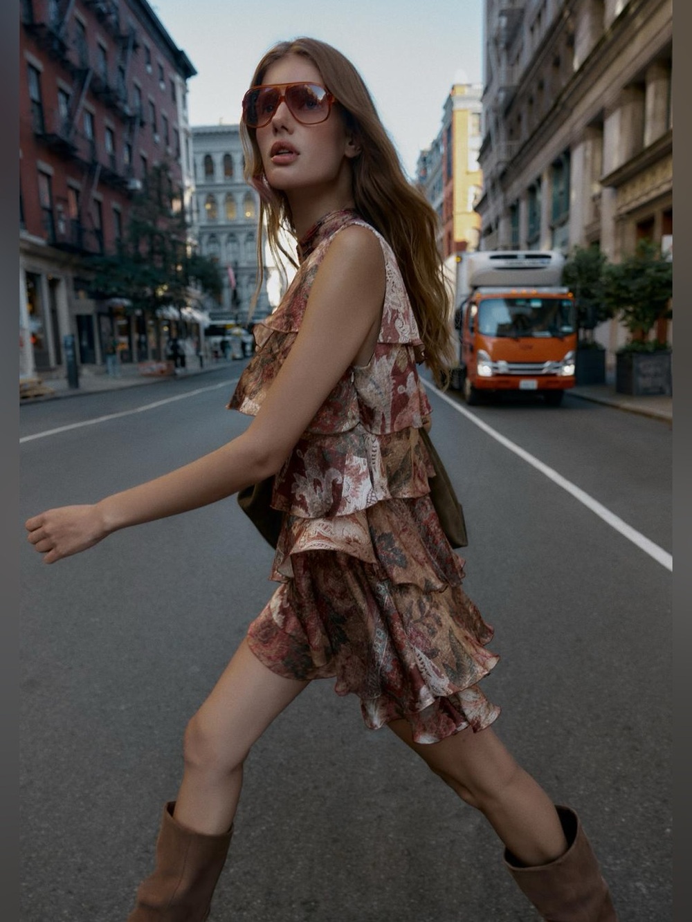 Zara Ruffled Printed Mini Dress - Picture 7 of 12